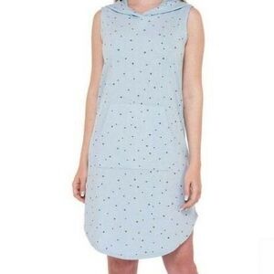 Bobeau Light Blue Starry Hooded Dress, Small, NWT